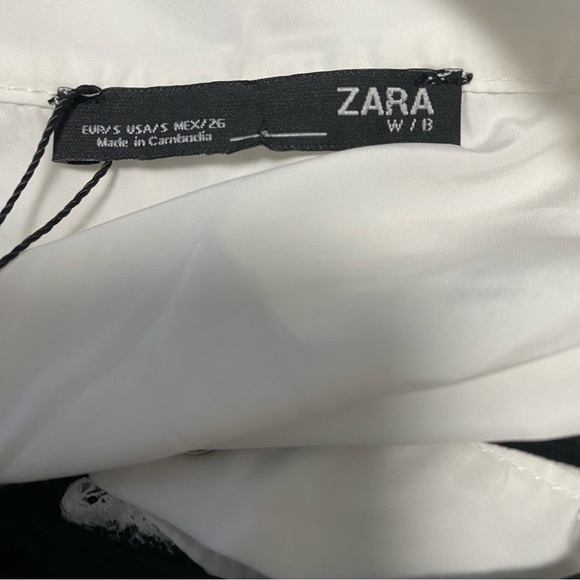 Zara Contrast Fabric Lace Polka Dot Mini Shift Dress NWT Size Small - Picture 6 of 7